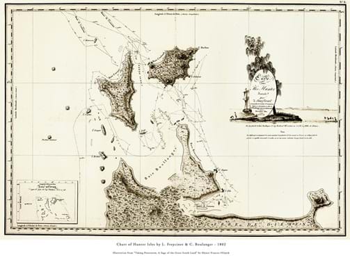 Chart of Hunter Isles by Freycinet & Boulanger - 1802