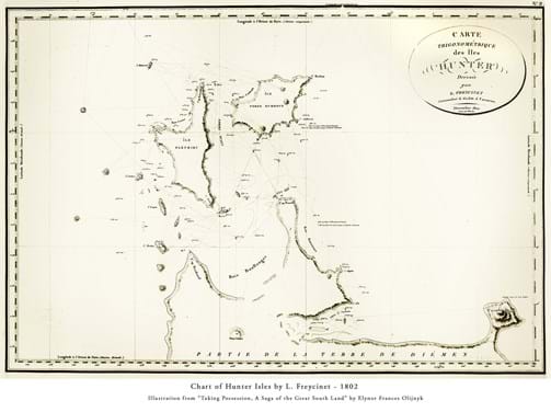 Chart of Hunter's Isles by Louis Claude Freycinet - 1802