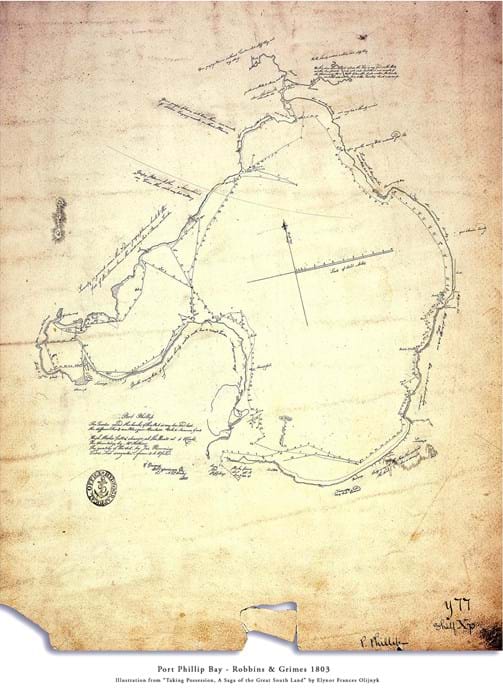 Chart of Port Phillip Bay by Grimes & Robbins - Jan 1803